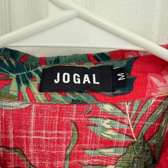 Jogal Tropical Red Green Floral Hawaiian Shirt Men’s Size M - Picture 4 of 6
